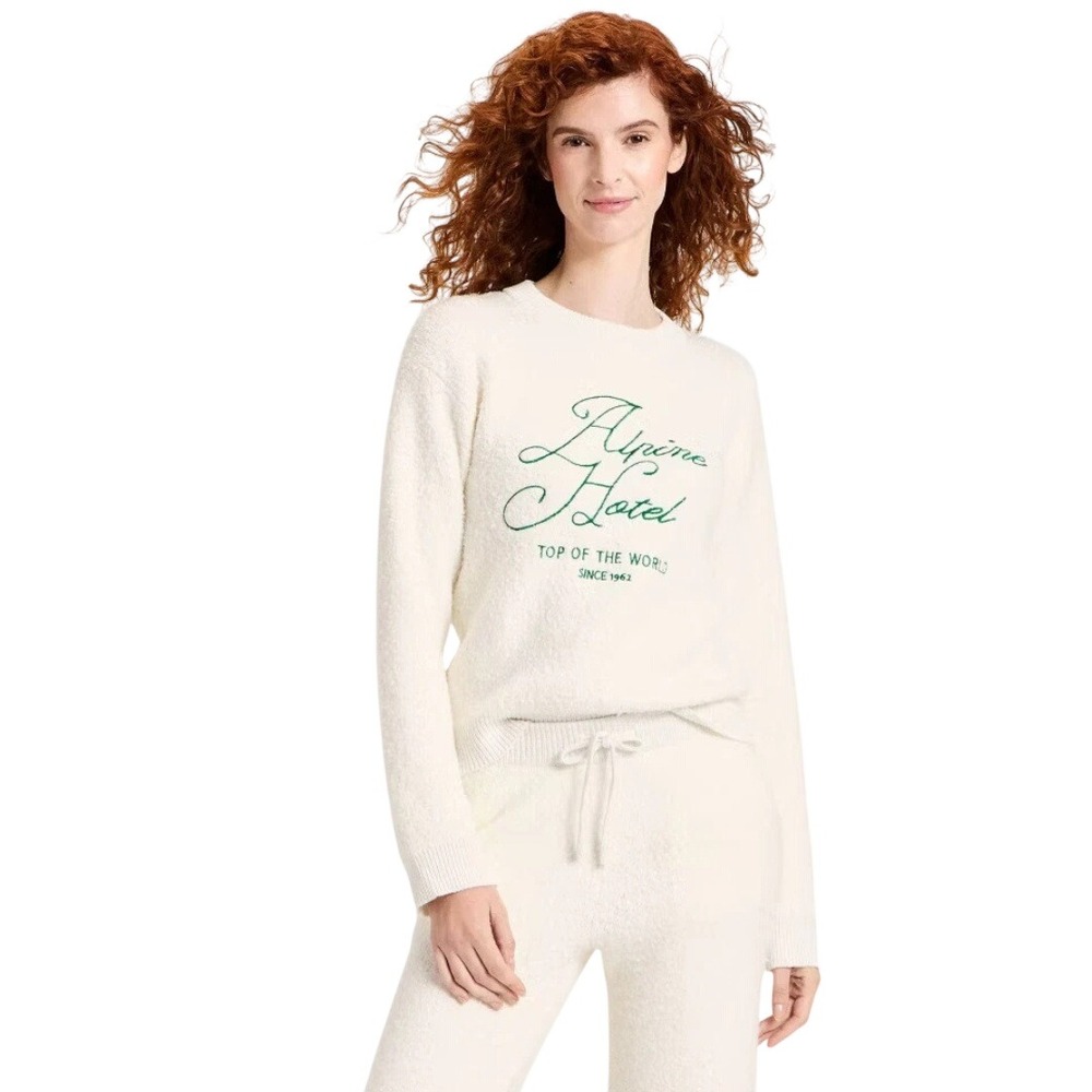 Universal Thread Women's Cream Alpine Hotel Embroidered Boucle Sweater Size XS